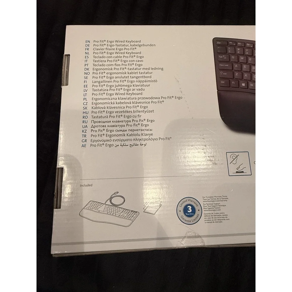 Kensington Pro Fit Ergo Wired Keyboard K75400US Black BNIB SEALED